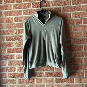 Nike Running Dri Fit Olive Green Half Zip Shirt Size XSmall